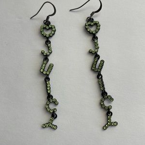 J-U-I-C-Y Green Rhinestone Dangle Earrings